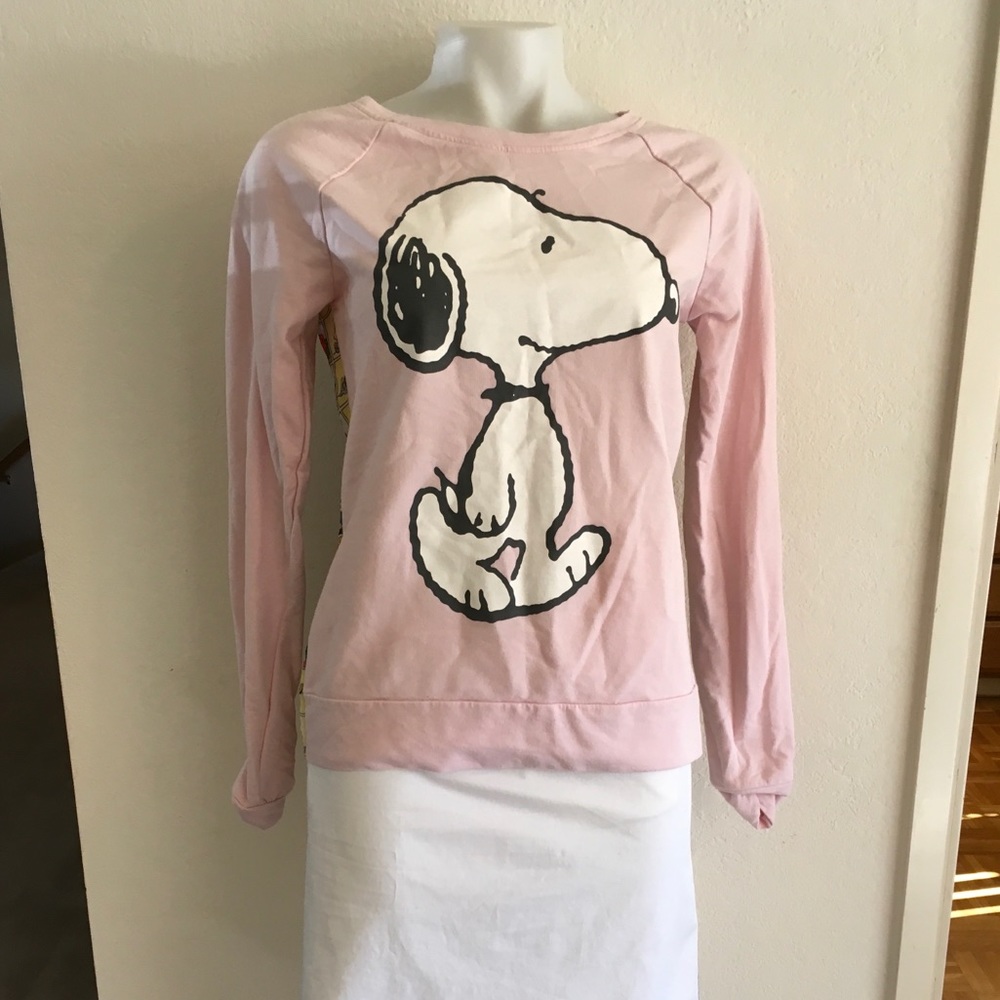 SNOOPY & PEANUTS Mixed Media Pink Sweatshirt Sz 2